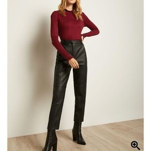 RW&Co Black High-Waisted Tapered Faux Leather Pant size 12